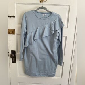 Light Blue Ruffled Long Sleeve Sweater Dress Size Medium